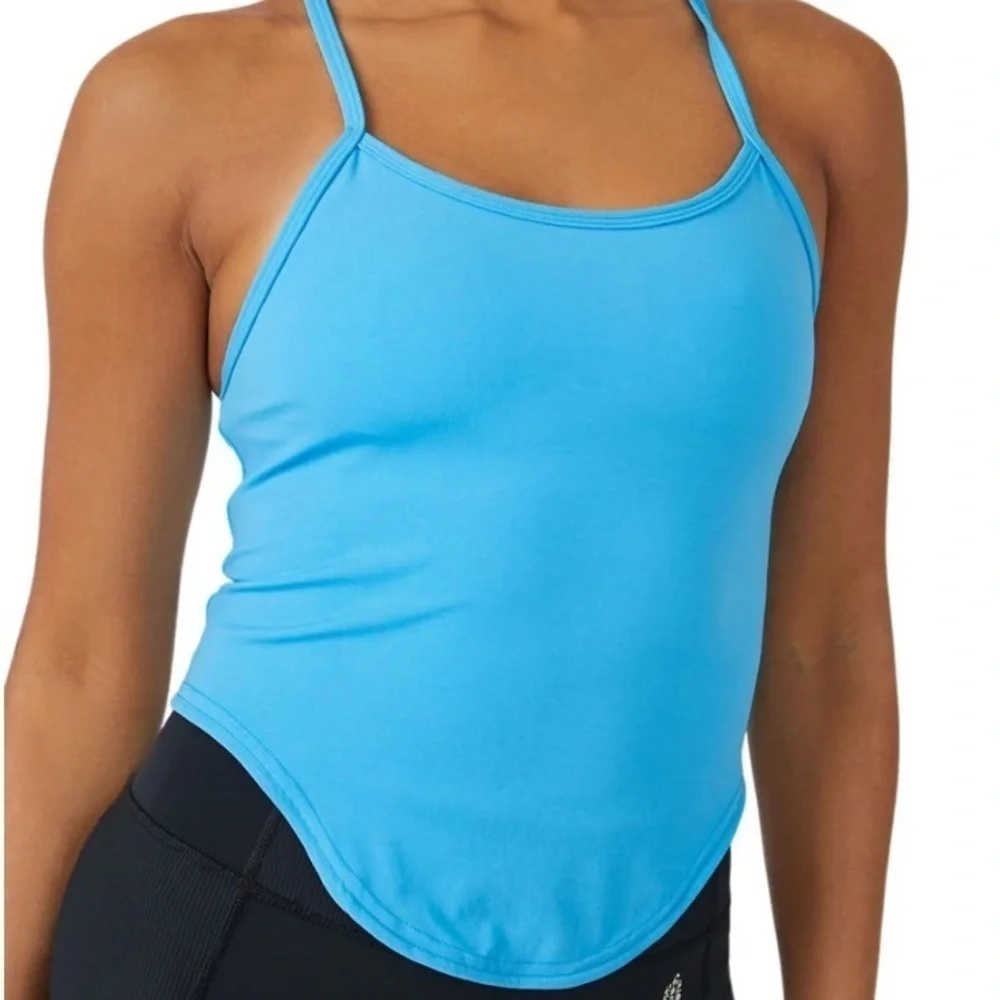 NWT Free People Do It To It Cropped Active Tank Blue